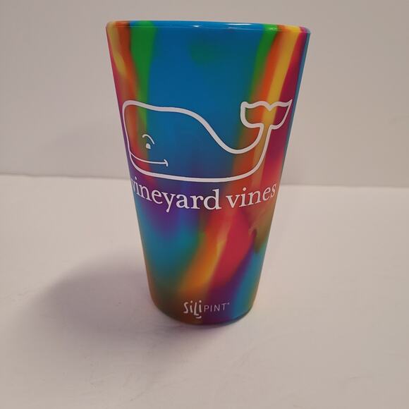 Silipint Cup Tie Dye Multicolor Vineyard Vines Logo Unbreakable Silicone Rainbow - Picture 2 of 9